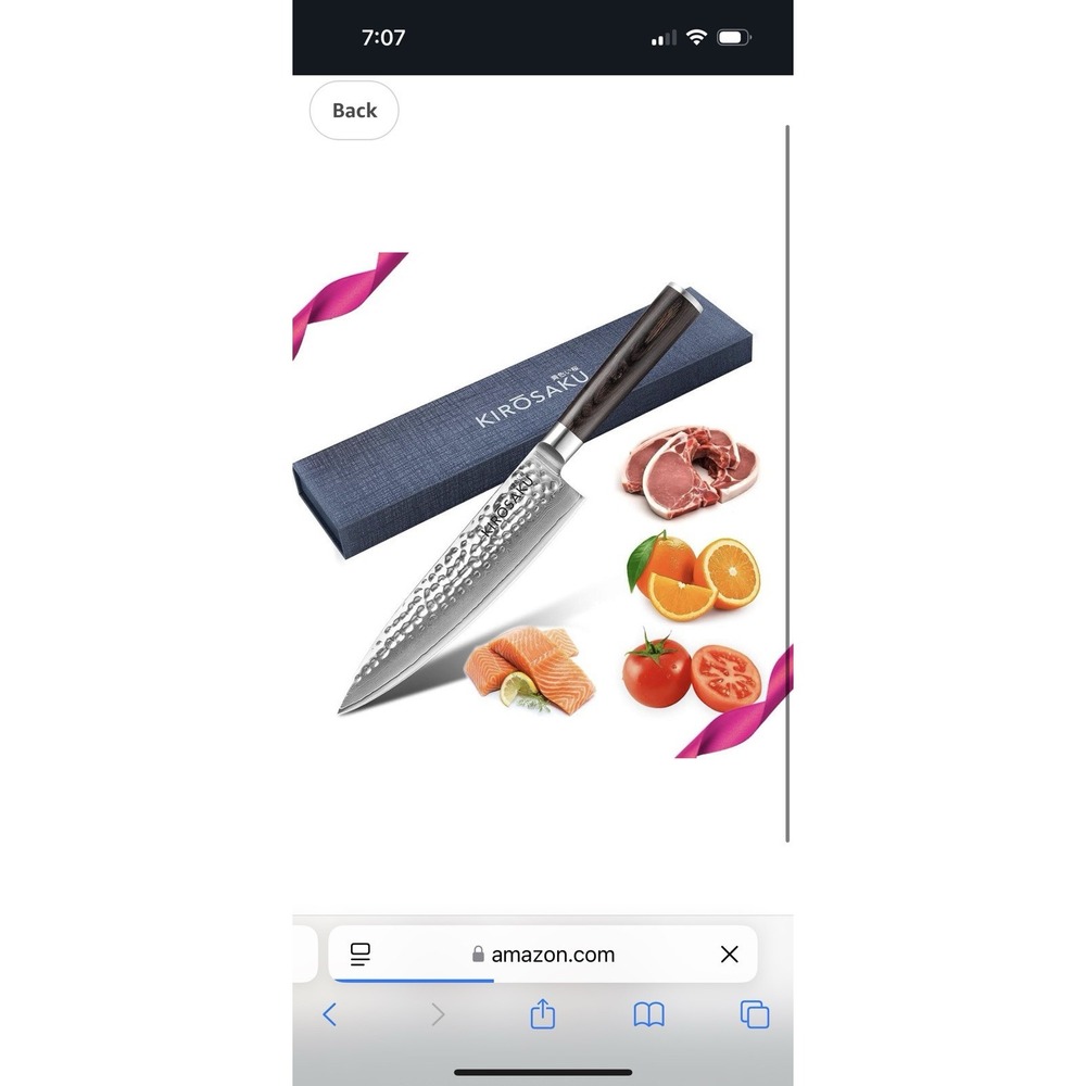 Kirosaku Premium Damascus Kitchen‎ Knife 20cm - Extremely Sharp Kitchen Knife